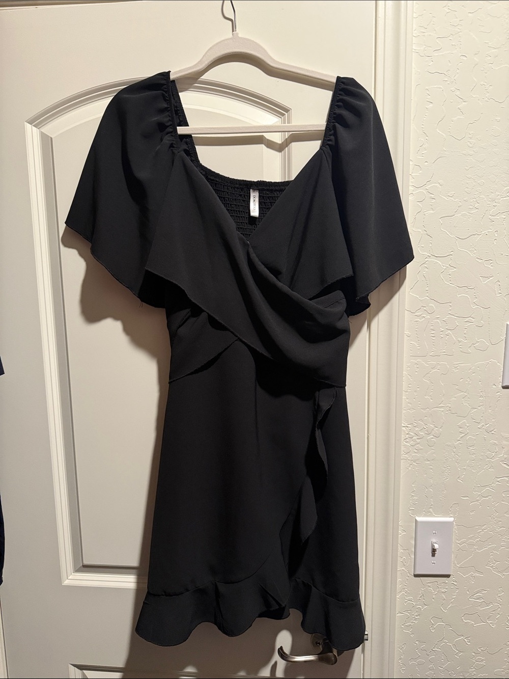 Black Ruffle Wrap Mini Dress